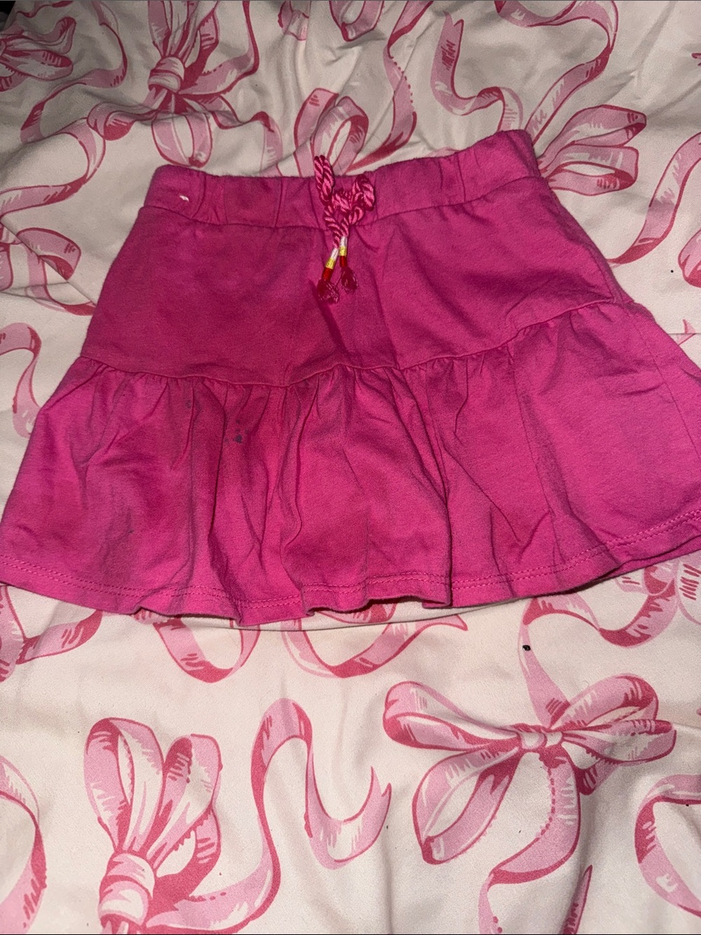 Girls' Pink Tiered Knit Skirt